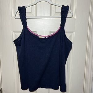 Boden Navy Tank sz 14 Ruffle Strap